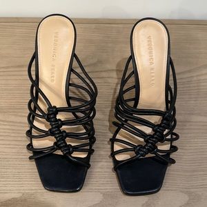 Black strappy slide Veronica Beard heels